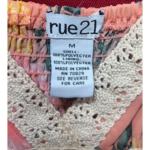 Rue 21 -Women's Summer Sleeveless High Low Hem Ruffle Floral Dress- Pink -Medium - Picture 9 of 16